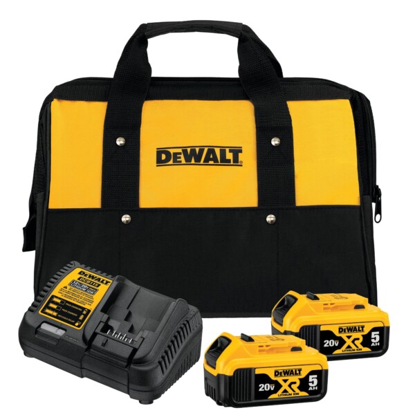 DEWALT Kit de carga de batería 20V MAX, incluye 2 baterías, 5Ah, incluye bolsa de almacenamiento pequeña (DCB205-2CK) | Tuloimportas.com