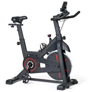 SogesPower Bicicleta estática para interior Bicicleta estática magnética Bicicleta estática Bicicleta de fitness para el hogar Transmisión por correa silenciosa con soporte para teléfono Ipad y cómodo cojín de asiento | Tuloimportas.com