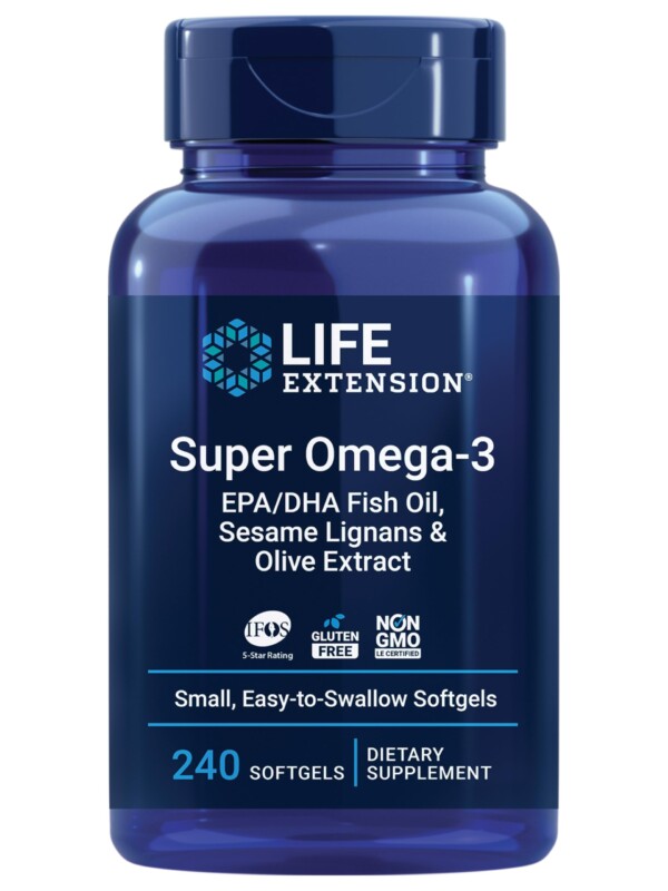 Life Extension Super Omega-3 EPA/DHA Aceite de pescado, lignanos de sésamo y extracto de oliva – Salud del corazón, salud del cerebro, apoyo a la salud de la inflamación, sin gluten, fácil de tragar, sin OGM, 240 cápsulas blandas | Tuloimportas.com