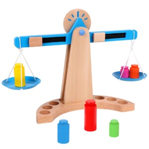 YTDAYTOY Báscula de equilibrio de madera, ayuda para la enseñanza Montessori Báscula de equilibrio de matemáticas, divertidos juguetes de aprendizaje de balanza educativa temprana para niñas y niños, juguetes de juego de pesaje para cumpleaños Pascua | Tuloimportas.com