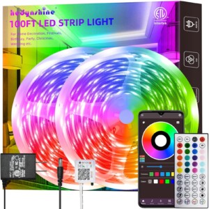 HEDYNSHINE Tira de luces LED inteligentes de 100 pies, cambio de color regulable mediante aplicación y controlador de 40 teclas, tira de luces LED para interiores, sincronización con música, luces LED para dormitorio | Tuloimportas.com