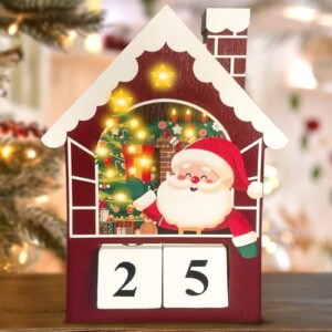 JILTWO Calendario de Adviento de madera con cuenta regresiva navideña, juguetes navideños para niños, cuenta regresiva iluminada, decoración de Papá Noel, regalos de Navidad reutilizables 2024, decoración de escritorio para el hogar para niñas y niños | Tuloimportas.com