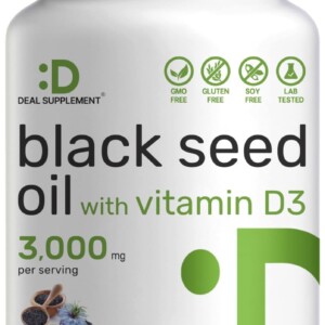 SUPLEMENTO DE OFERTA Aceite de semilla negra 3000 mg con vitamina D3 2000 UI, 240 cápsulas blandas | Tuloimportas.com