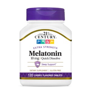 21st Century, Tabletas de melatonina de disolución rápida, 10 mg, blanco, cereza, 120 unidades | Tuloimportas.com