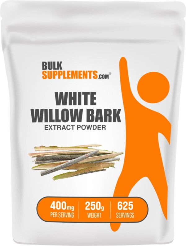 BulkSupplements,com Polvo de extracto de corteza de sauce blanco - Suplemento de hierbas en polvo, polvo de corteza de sauce blanco - Sin gluten, 400 mg por porción, 250 g (8,8 oz) (paquete de 1)