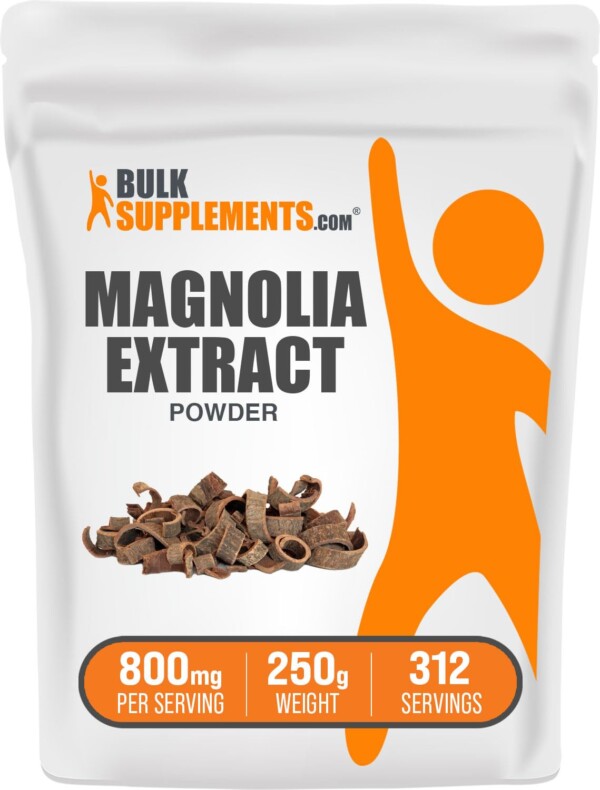 BulkSupplements,com Extracto de corteza de magnolia en polvo - Magnolia officinalis, suplemento de corteza de magnolia, extracto de magnolia - Sin gluten, 800 mg por porción, 250 g (8,8 oz) (paquete de 1)