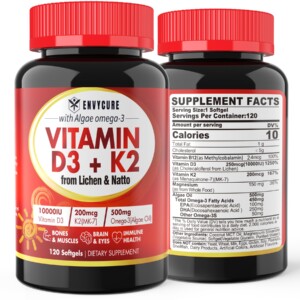 Suplemento de vitamina D3 10000 iu Plus K2 (MK-7) 200 mcg, Omega 3, metil B12, magnesio, vitamina D3 K2 a base de plantas en cápsulas blandas para huesos, articulaciones, músculos e sistema inmunológico, mayor absorción, fácil de tragar, paquete de 2 | Tuloimportas.com