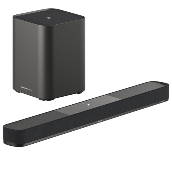 Sennheiser AMBEO Soundbar Plus Barra de sonido de 7,1,4 canales con Dolby Atmos y DTS:X con subwoofer inalámbrico Ambeo Sub de 8 pulgadas y 350 W con Bluetooth