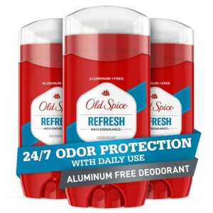 Desodorante Old Spice de alta resistencia para hombres, sin aluminio, protección contra olores 24 horas al día, 7 días a la semana, aroma refrescante, 3 oz (paquete de 3) | Tuloimportas.com