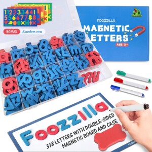 FOOZZILLA Kit de letras y números magnéticos, 286 piezas con tablero magnético de doble cara, letras del alfabeto de espuma para niños que aprenden ABC y ortografía educativa en el aula con caja de almacenamiento | Tuloimportas.com