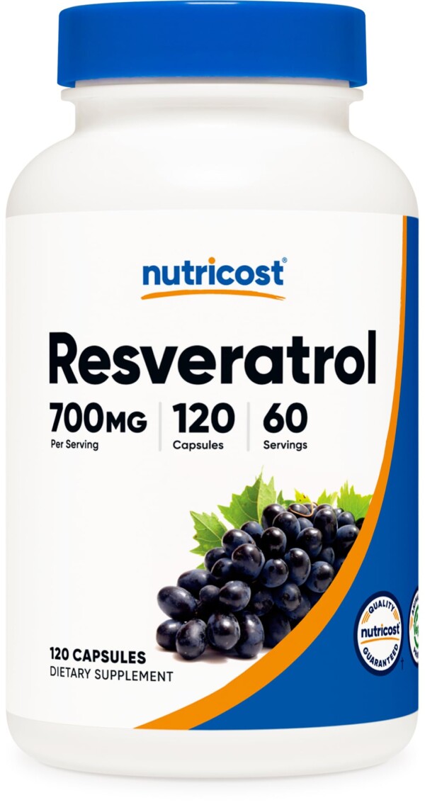 NuTrostost Resveratrol 700mg, 120 cápsulas - vegano, sin gluten, no OGM