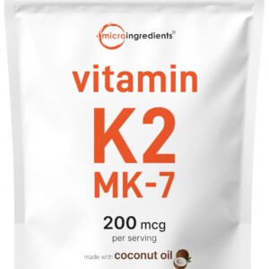 Micro ingredientes Vitamina K2 MK-7 Suplemento, 200 mcg por porción, 300 gigelaciones de aceite de coco | Tuloimportas.com