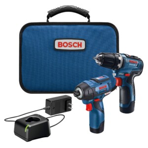 Kit combinado Bosch 12V Max 2 tool sin escobillas con 3/8 pulgadas, taladro/controlador, 1/4 in, controlador de impacto hexadecimal y (2) 2 baterías AH (GXL12V-220B22) | Tuloimportas.com