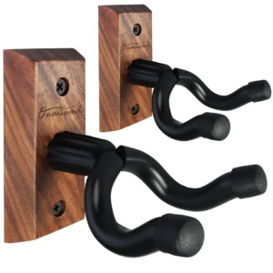 Monte de pared de guitarra 2 paquete, colgador de guitarra de madera de nogal negro, soporte de colgador de pared de guitarra en forma de U, pared de soporte de gancho para soporte de guitarra para acústica, guitarra eléctrica, banjo, bajo, para guitarristas de hombres | Tuloimportas.com