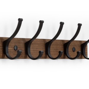 Montaje de pared de la rejilla optista, 15,7 '' ganchos de madera montaje en la pared, rejilla de la pared con 5 ganchos, estante de sombrero ganchos para la pared para la capa colgante, la bolsa, la toalla (1 paquete, marrón) | Tuloimportas.com