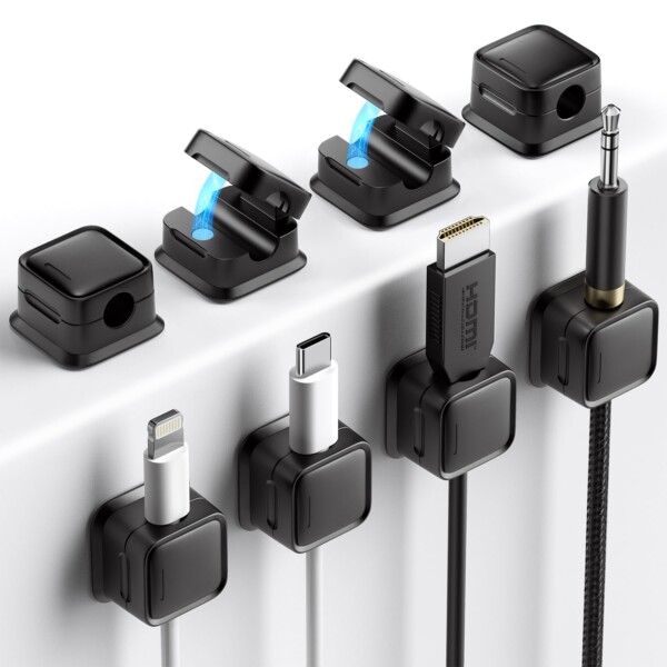 8 soporte para el organizador de cordones de paquete, ctapp Strong Adhesive Desk Management Magnetic Easy Open, organice el organizador de alambre de cables de carga del teléfono.