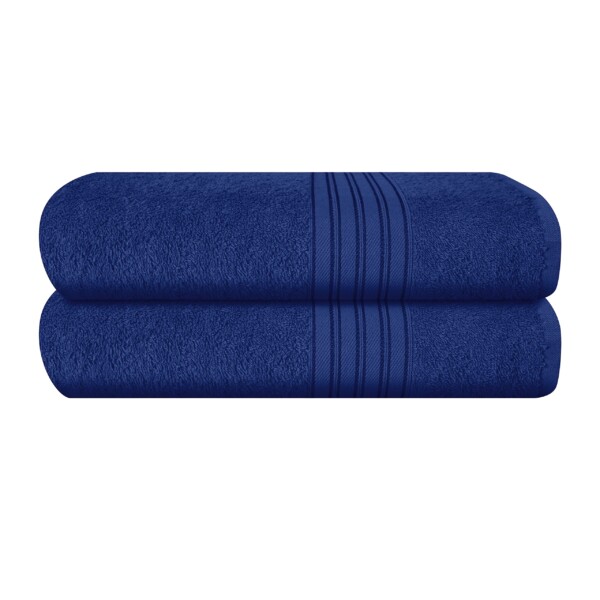 Boutiquo 100% de algodón 2 paquetes de toallas de baño 28x55, toallas de baño grandes ecológicas, toalla de baño suave y altamente absorbente compacta, ideal para el campamento de viajes de gimnasio, azul marino