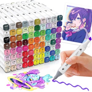 Marcadores de alcohol de Yawahome Set 80 Colors - Marcadores de arte de doble punta para libros para colorear para adultos Midigratadores de mezcla permanente Sets para dibujar pintura Sketching Ilustración Regalos para niños | Tuloimportas.com