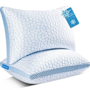 Almohadas de enfriamiento mejoradas de Qutool para dormir, almohadas de espuma de memoria triturada 2 paquete, almohadas de cama de tamaño estándar de 2, soporte pero almohada suave para lateral y durmiendo de espalda | Tuloimportas.com