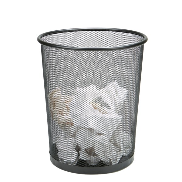 Mind Reader Mesh Trash Can, 16,65L (4,4 gal), canasta de papel residual, redonda, oficina, malla de metal, 11,5