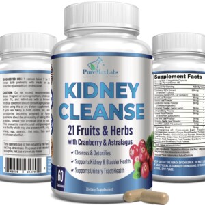 Cleanse de riñón herbal de Yummyvite con extracto de arándano, astralagos - 21 frutas y hierbas - desintoxicación y limpieza del tracto urinario y la salud de la vejiga, soporte renal, 60 cápsulas veganas | Tuloimportas.com