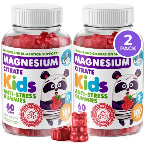 DR, Moritz Gommies de magnesio tranquilo sin azúcar para niños y adultos - Gomitas de citrato de magnesio no transgénicos - Sabor de frambuesa - 2 paquetes (60 recuento)