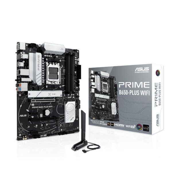 ASUS Prime B650-Plus Wifi AMD B650 AM5 Ryzen ™ Desktop 9000 8000 y 7000 ATX Boardboard, DDR5, PCIe 5,0 m, 2, 2,5GB LAN, WiFi 6E, HDMI ™, SATA 6 GBPS, USB Tipo-C®, Bios Flashback ™, Thunderbolt ™ 4 Header.