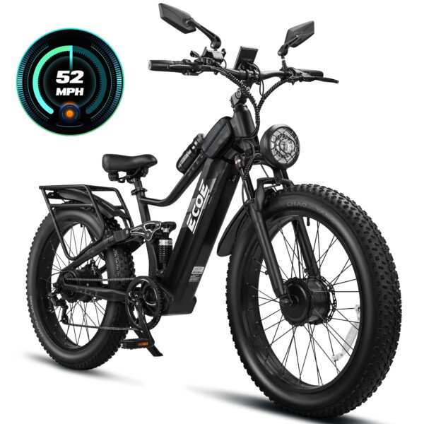 5000W Dual Motor Electric Bike para adultos 52 mph con 60V 32Ah Batería, 26x4 grasa llena de Ebikes de terreno, suspensión completa E Bike, SHM Bicicleta eléctrica de engranaje de 7 velocidades (63V) (63V-3-1)