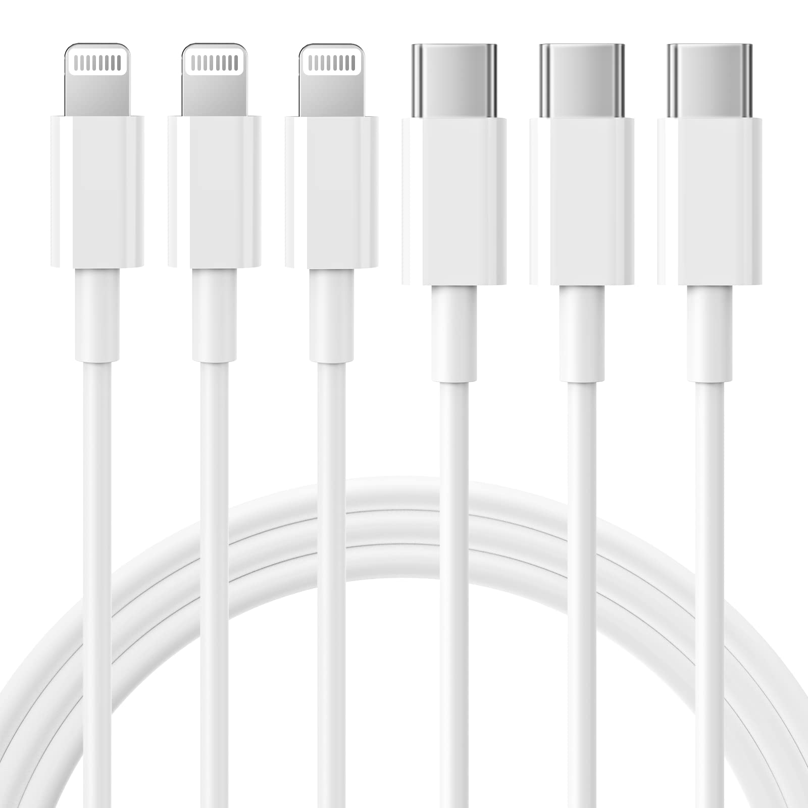 USB C al cable Lightning 3pack 3ft [Certificado MFI] Cable de carga de entrega de alimentación USB-C Cable de alimentación USB-C