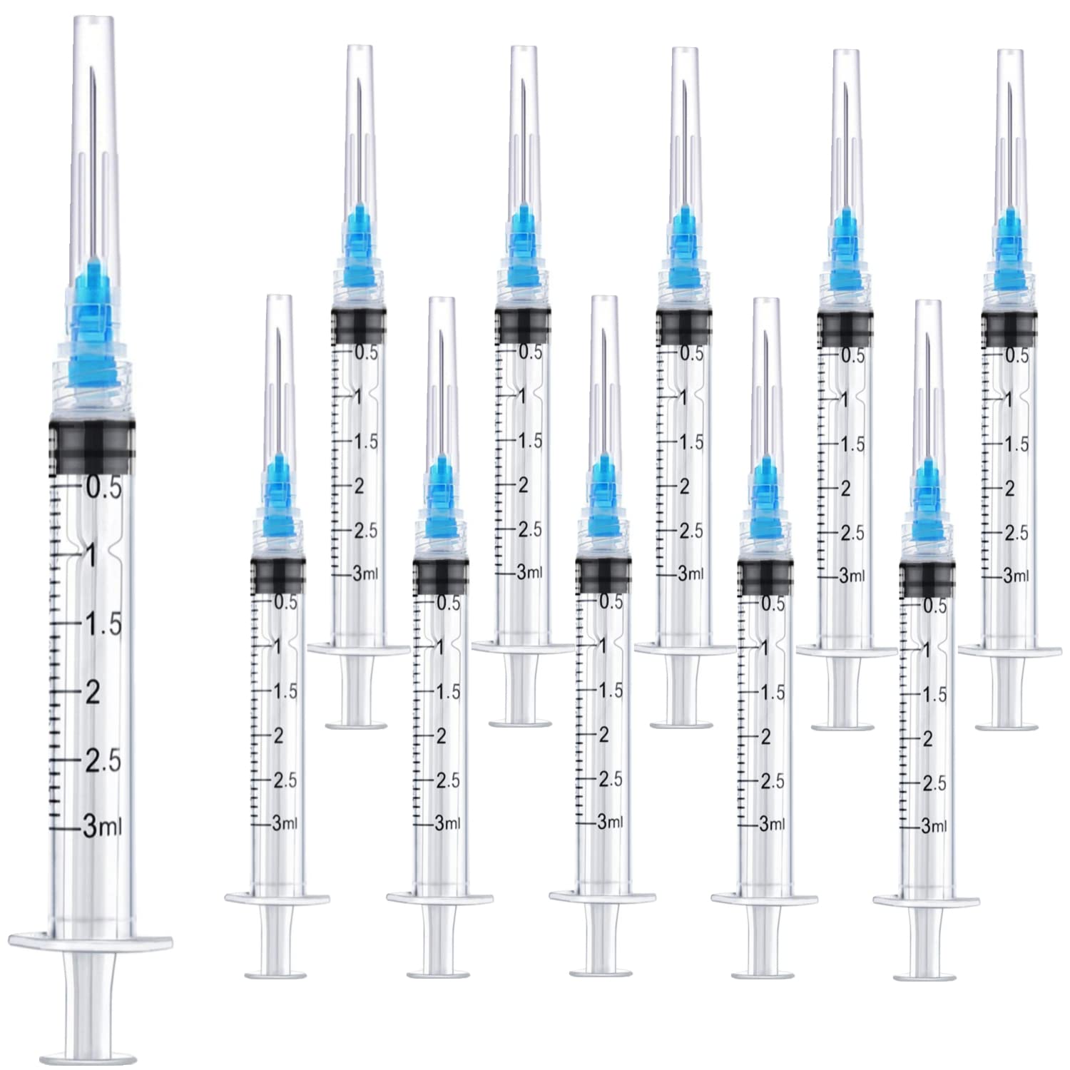 15 PACK 3ML 23GA Jeringa de plástico con medición para laboratorios científicos y dispensación industrial, desechable individualmente (15, 3ml-23Ga)