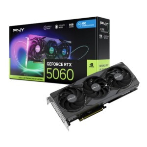 PNY NVIDIA GEFORCE RTX ™ 5060 8GB Tarjeta de gráficos Triple Fan Triple Fan Overclocked (DLSS 4, PCIe® 5,0, HDMI®/DP 2,1, 2-lotes, Epic-X ™ RGB Lighting) | Tuloimportas.com