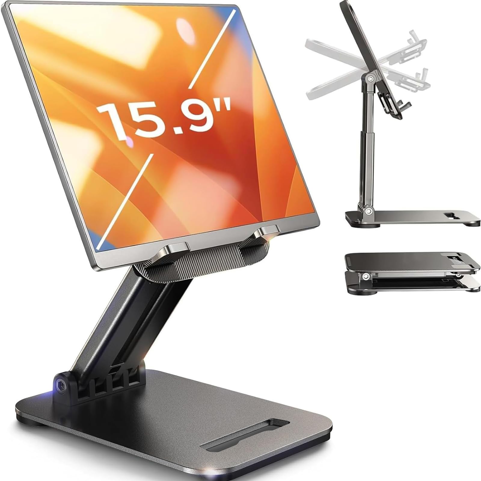 Lisen tableta soporte para el escritorio de soporte de stand de iPad, accesorios de escritorio de oficina en el hogar plegable Viajes para iPad Holder Dormo College Essentials Monitor portátil Fits Kindle Kindle iPhone 4-15,9