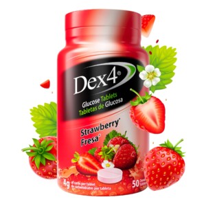 Tabletas de glucosa Dex4, de acción rápida, 4 g de glucosa premedida por tableta, sin grasa ni gluten, sabor fresa, envase de 50 unidades | Tuloimportas.com