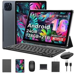 Tableta 2025 La primera tableta Android 16 del mundo con Gemini AI, pantalla FHD de 11 pulgadas, 24 GB de RAM, 128 GB de ROM / 2 TB TF, CPU T7280 + cámara de 13MP, 8000 mAh, Widevine L1, tabletas 2 en 1 con teclado, mouse, lápiz óptico | Tuloimportas.com