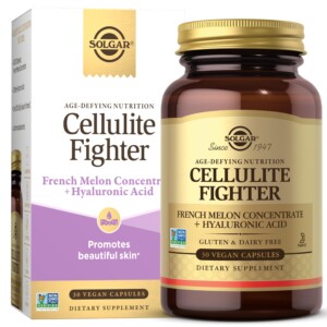 Solgar Cellulite Fighter Skin - Suplemento de vitaminas y minerales para una piel suave con concentrado de melón francés, ácido hialurónico y vitamina C. Nutrición antienvejecimiento para mujeres. 30 dosis. | Tuloimportas.com