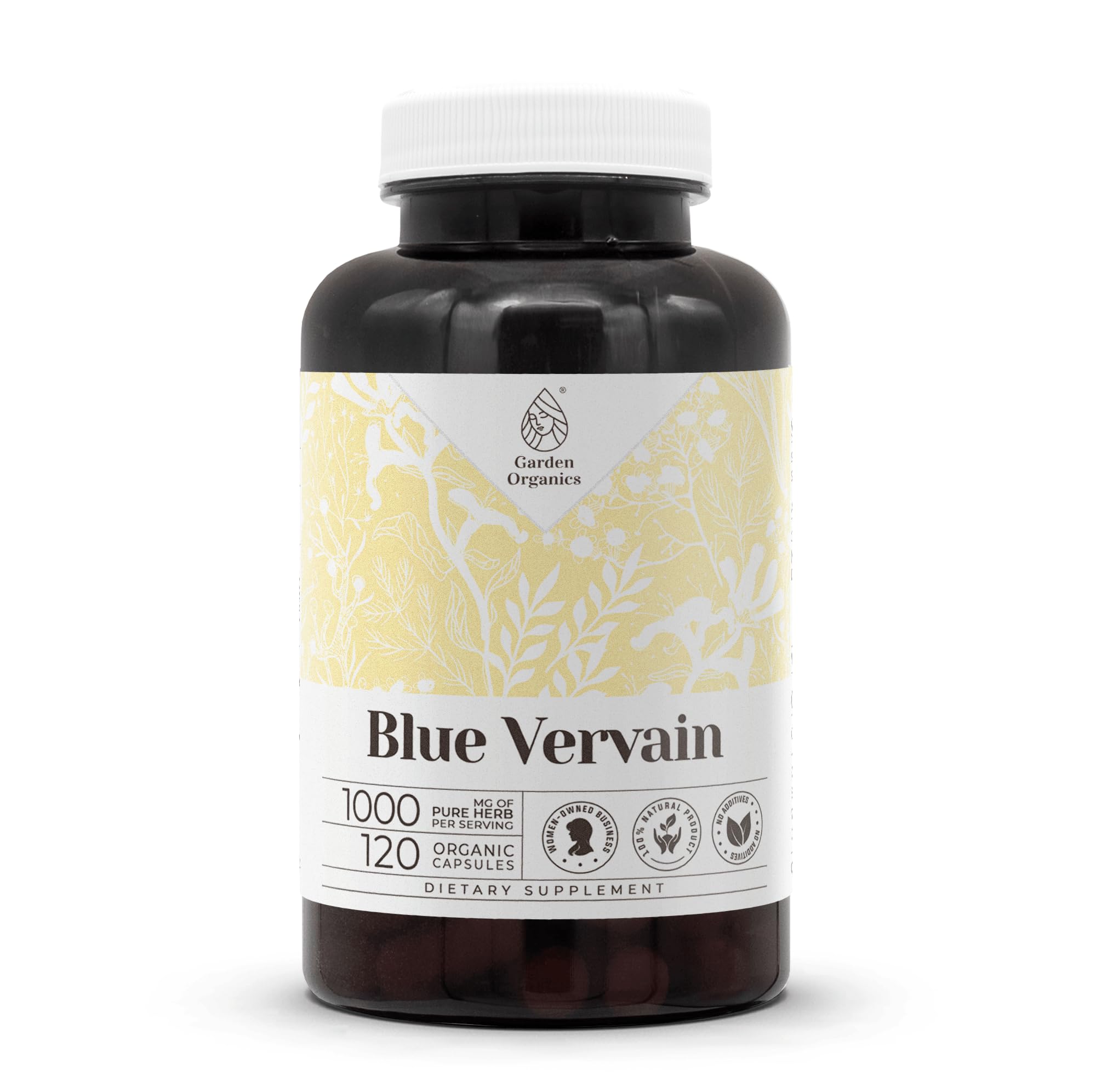Garden Organics Verbena azul 120 cápsulas | Suplementos dietéticos a base de hierbas de alta potencia | Hecho con cápsulas vegetales y hierba seca de verbena azul (Verbena Hastata) (120 unidades)