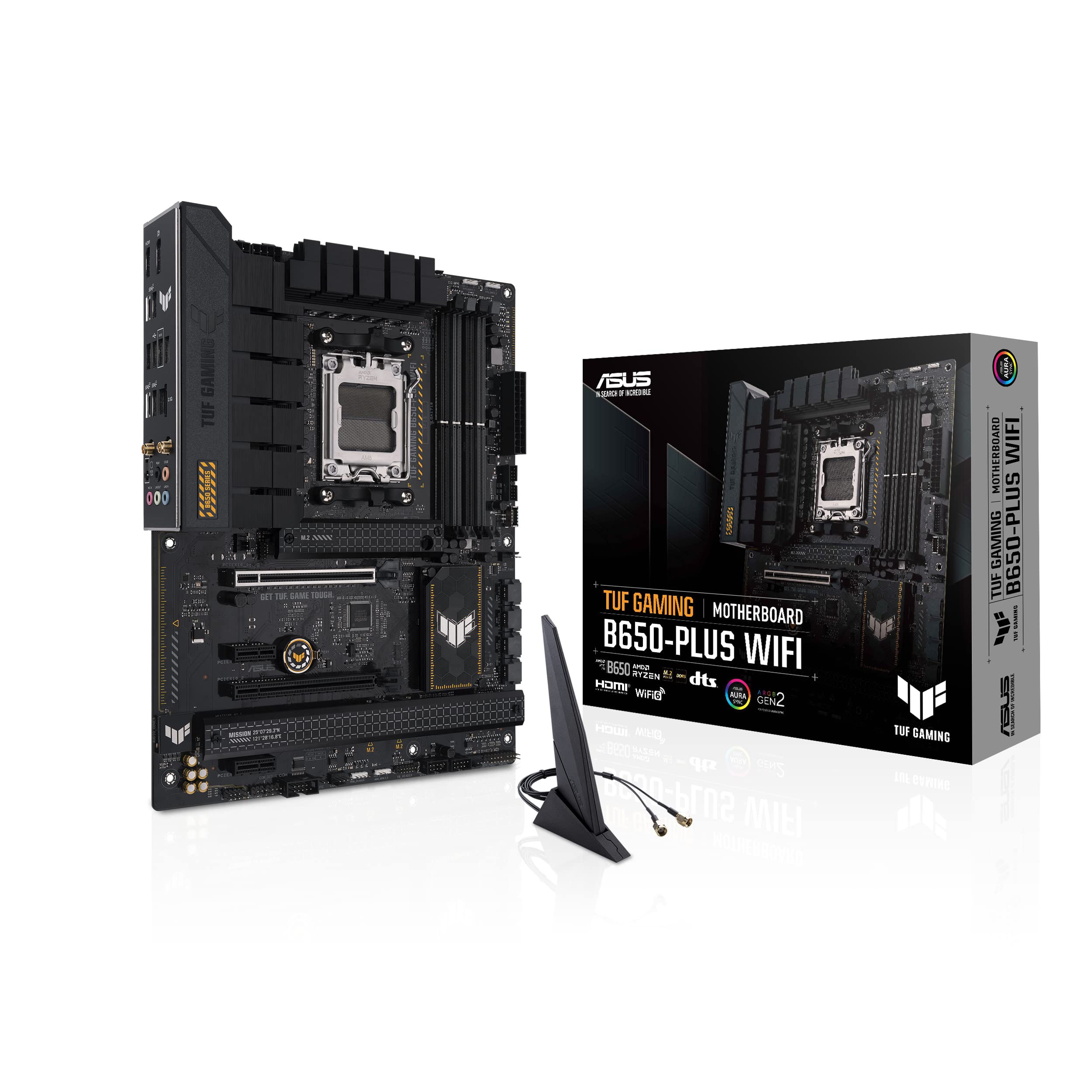 ASUS TUF Gaming B650-PLUS WiFi AMD B650 AM5 Ryzen™ Desktop 9000 8000 y 7000 Placa base ATX, 14 etapas de potencia, PCIe® 5,0 M,2, Memoria DDR5, WiFi 6 y Ethernet de 2,5 Gb, Soporte USB4® Aura Sync