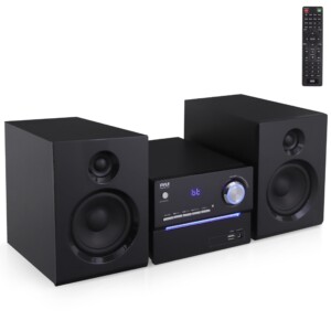 Pyle CD/DVD P,M,P,O sistema estéreo, 3 piezas inalámbricas BT Streaming 6 ohmios caja de altavoz de madera bidireccional y subwoofer, amplificador digital IC con MP3, USB, radio FM, altavoz Bass Reflex | Tuloimportas.com