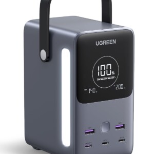 UGREEN Cargador portátil de 300 W, 48 000 mAh con pantalla digital inteligente, iluminación y modo SOS, batería USB C de 153 Wh con 5 puertos para acampar al aire libre y respaldo en el hogar para computadora portátil y más | Tuloimportas.com