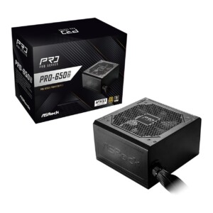 Fuente de alimentación ASRock PRO-650G: certificación 80 Plus Gold de 650 W, compatible con ATX 3,1, ventilador de 120 mm, circuito de protección total, garantía de 3 años | Tuloimportas.com