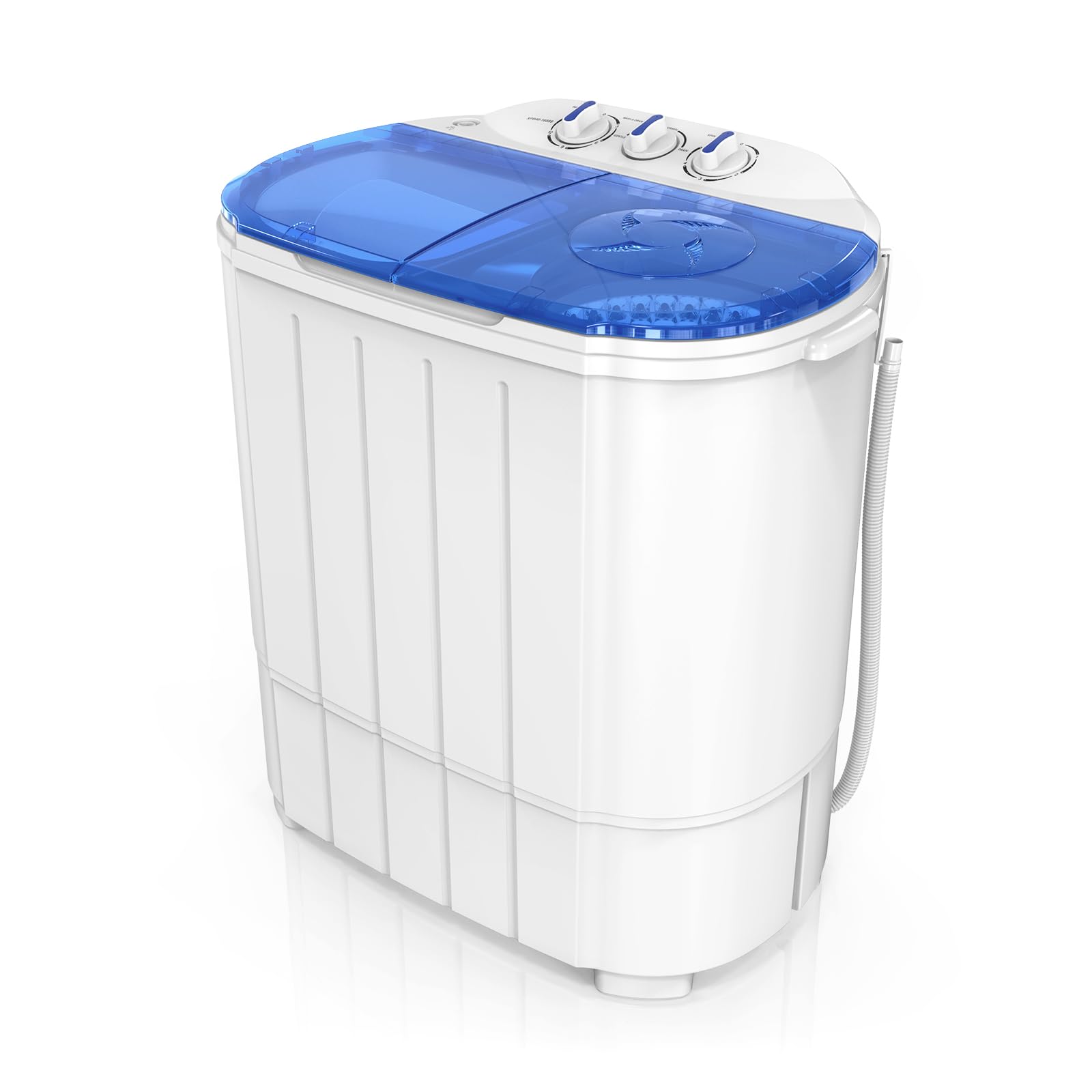 ROVSUN Lavadora portátil de 11 libras, lavadora y secadora eléctrica combinadas con lavadora (7 libras) y centrifugadora (4 libras) y drenaje por gravedad para el hogar, RV, camping, dormitorio, apartamento universitario