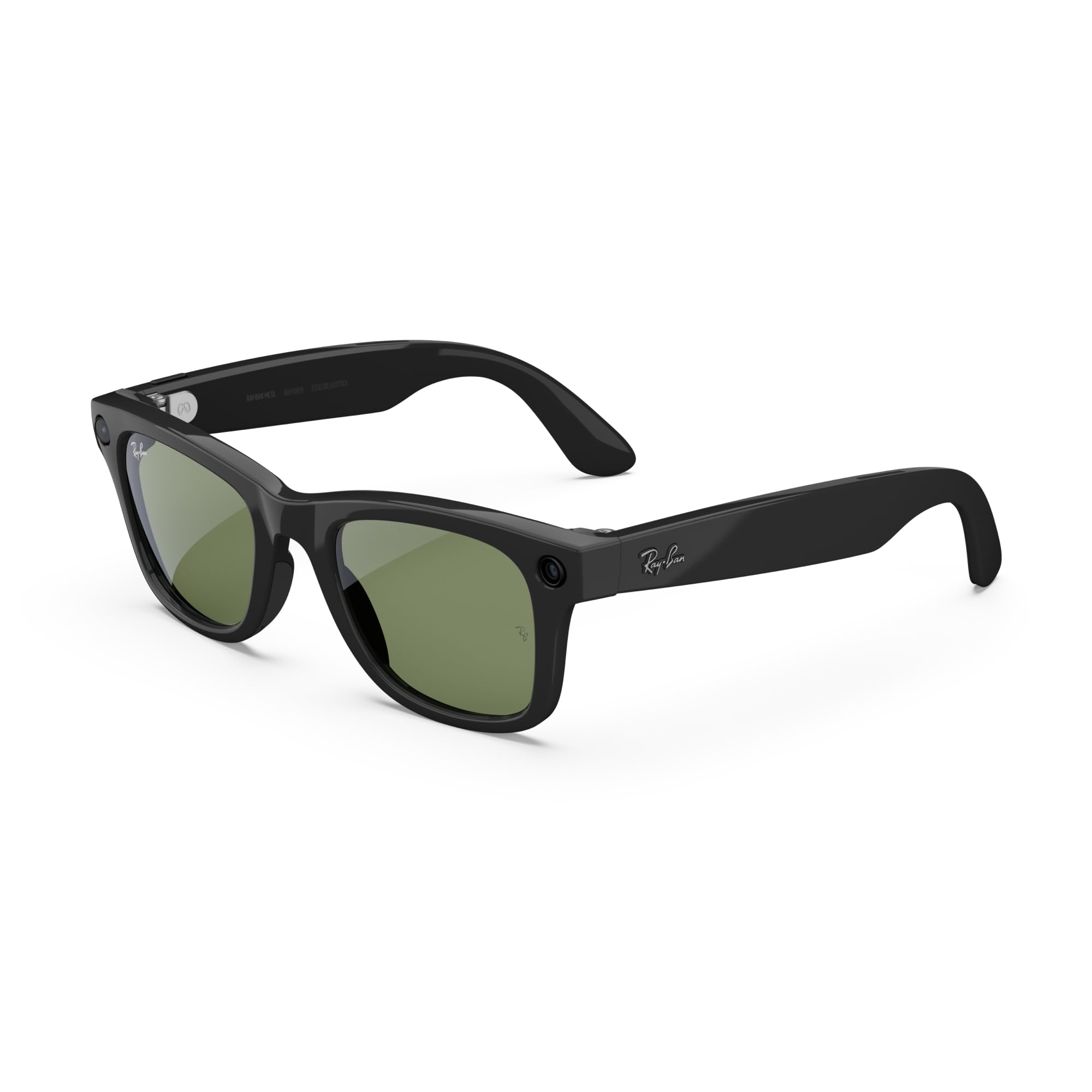 Ray-Ban Meta (Gen 2), Wayfarer, Negro brillante | Gafas inteligentes con IA para hombres y mujeres — Duración de la batería doble — Resolución 3K Ultra HD y cámara ancha de 12 MP, audio y vídeo — Lentes verdes — Tecnología portátil