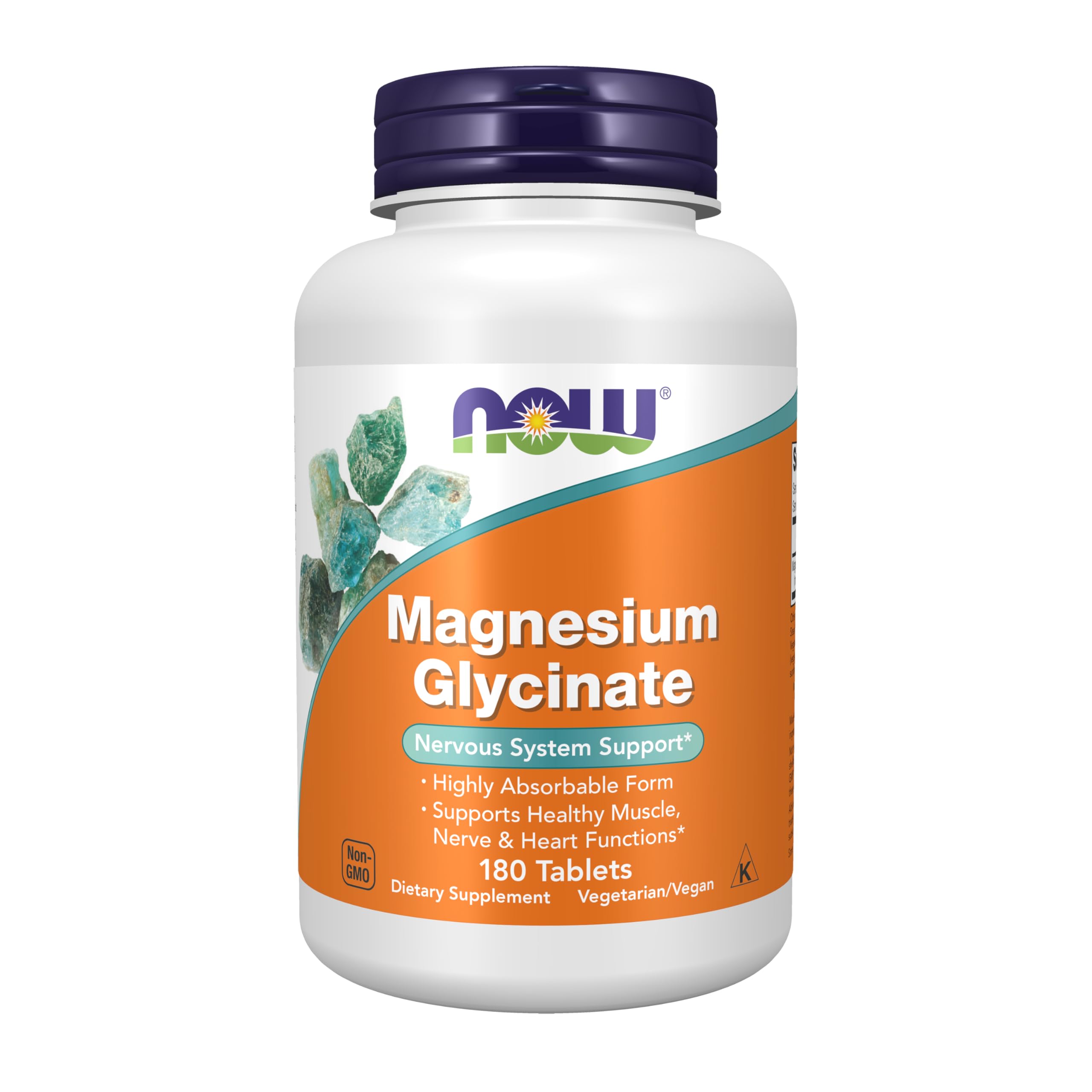 Suplementos de NOW Foods, glicinato de magnesio 100 mg, forma altamente absorbible, 180 tabletas