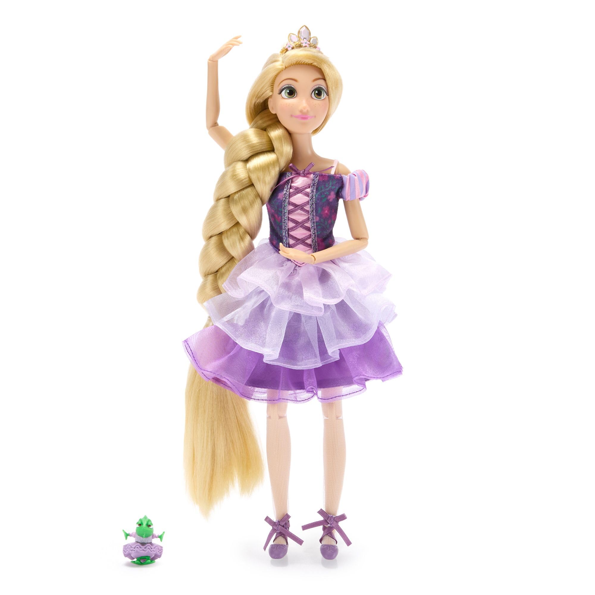 Muñeca de ballet princesa oficial de Disney Store - Muñeca bailarina Rapunzel de 11 pulgadas - Incluye cepillo con detalles moldeados, 2 trajes de tutú, accesorios y figura de Pascal - Juguetes de princesas Disney para niñas