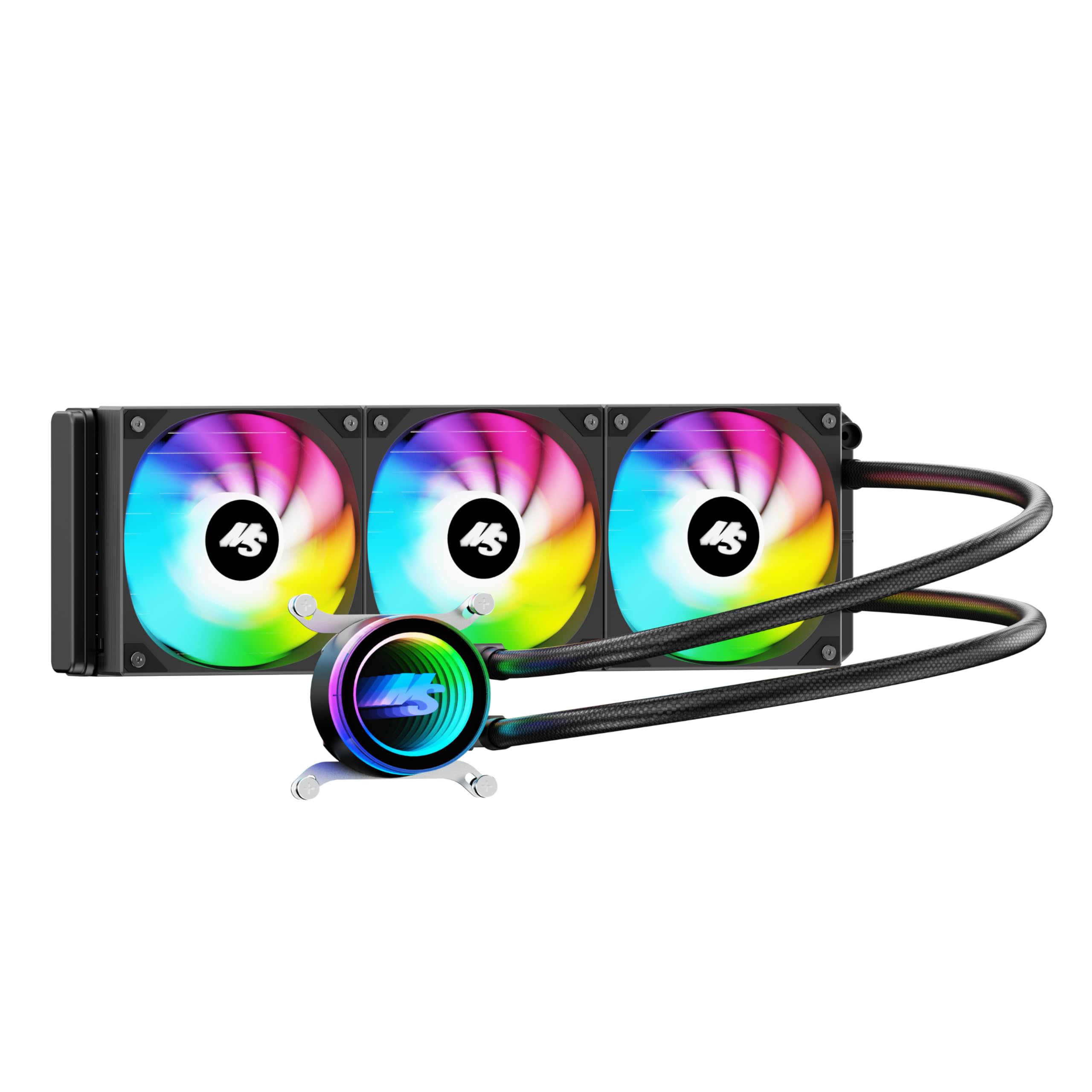 Enfriador de CPU AIO Minorsonic, AIO de 360 ​​mm con bomba de rodamientos cerámicos de alta velocidad, 3 ventiladores PWM ARGB, motor trifásico para un mejor rendimiento de refrigeración, transferencia de calor, bajo nivel de ruido, Intel LGA 1851/1700, AMD AM5/AM4