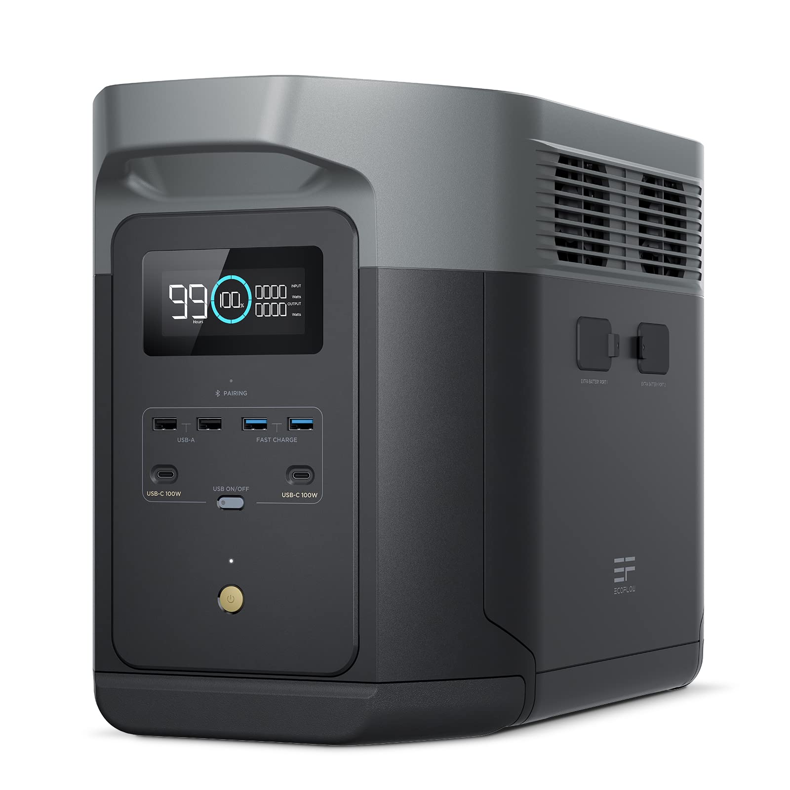 Estación de energía portátil EF ECOFLOW DELTA 2 Max, generador solar LFP de 2400 W, carga completa en 1 hora, generador de energía solar de 2048 Wh para respaldo del hogar (panel solar opcional)
