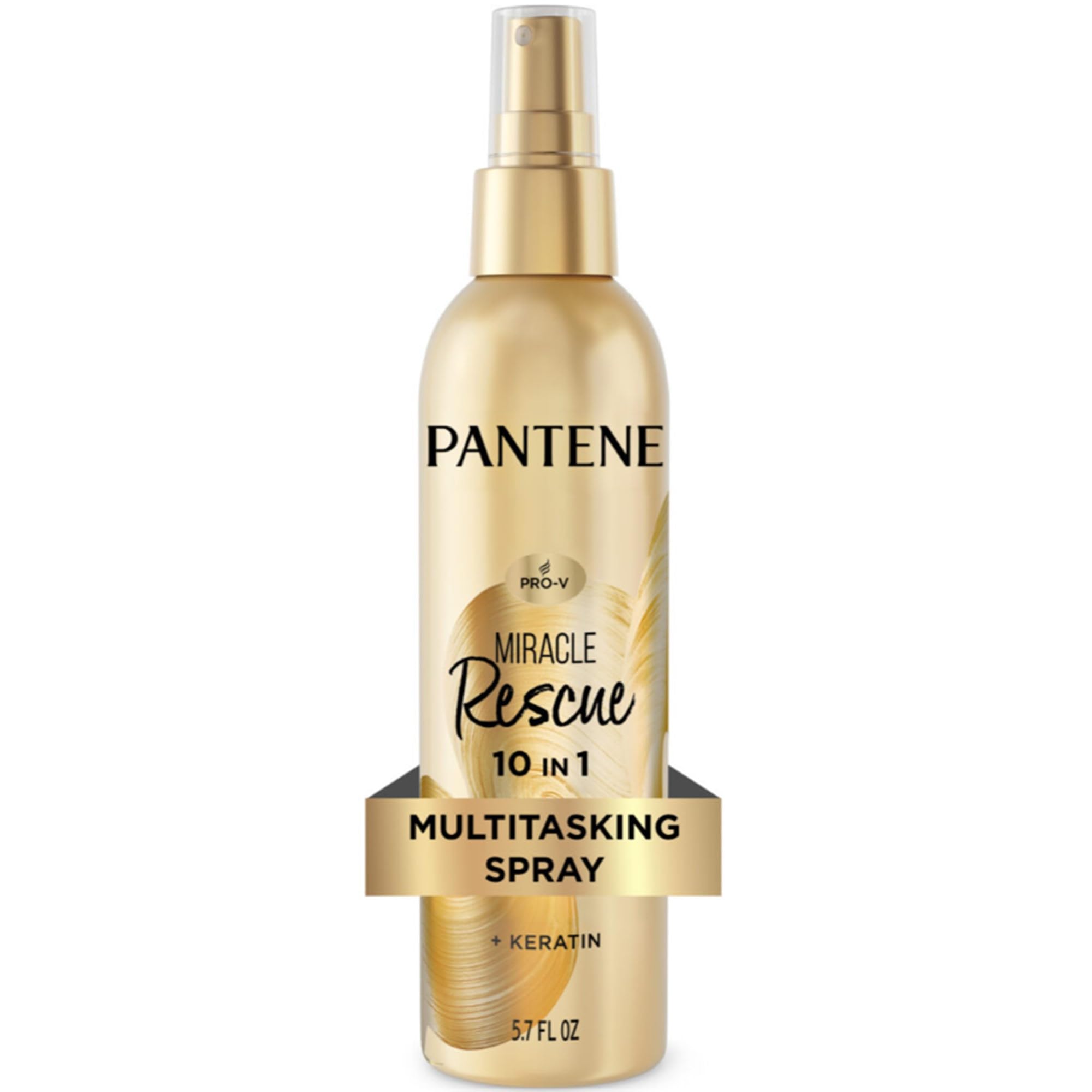 Pantene Miracle Rescue Spray multitarea 10 en 1: protección contra el calor, desenreda, repara el cabello dañado y seco, mejora el brillo, tratamiento acondicionador sin enjuague con queratina y provitamina B5, 5,7 oz