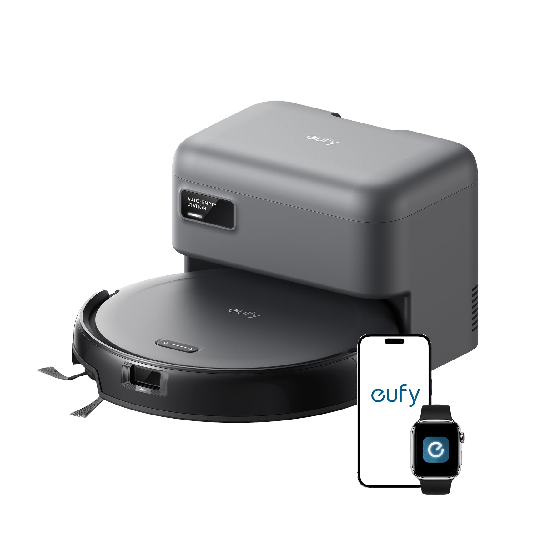 eufy C10 Robot Aspirador Autovaciante, 8 Semanas Manos Libres, Mapeo Inteligente Avanzado con Navegación LiDAR, Diseño Delgado de 2,85 Pulgadas, Potente Succión, Cepillo de Expansión de Bordes para Pelo de Mascotas, Detección de Alfombras