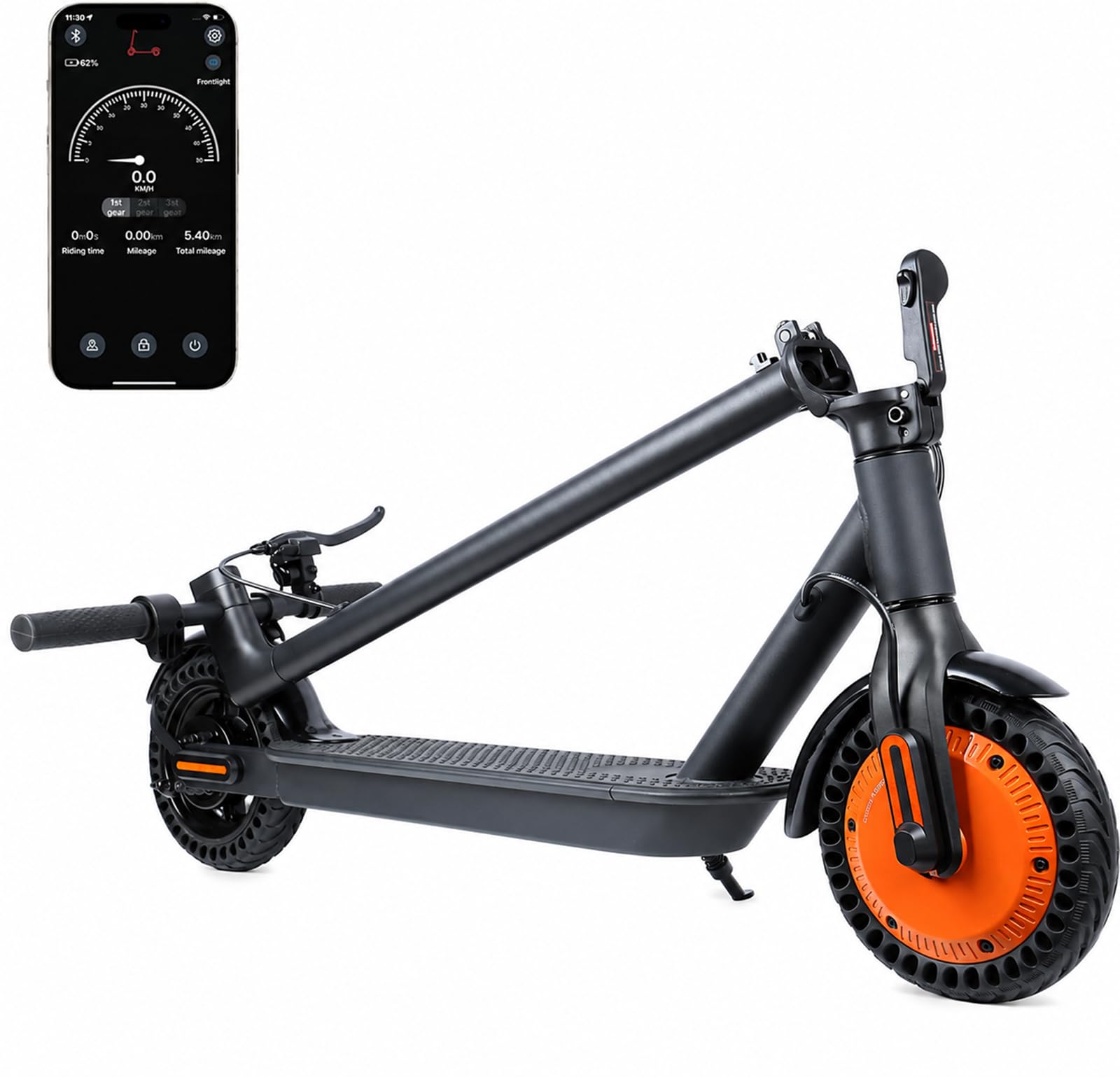 Patinete eléctrico para adultos, motor de pico de 500 W, 12 millas de largo alcance, velocidad rápida de 16 MPH, neumático sólido antipinchazo de 8,5 pulgadas, patinete plegable portátil para viajes urbanos diarios y viajes cortos al aire libre