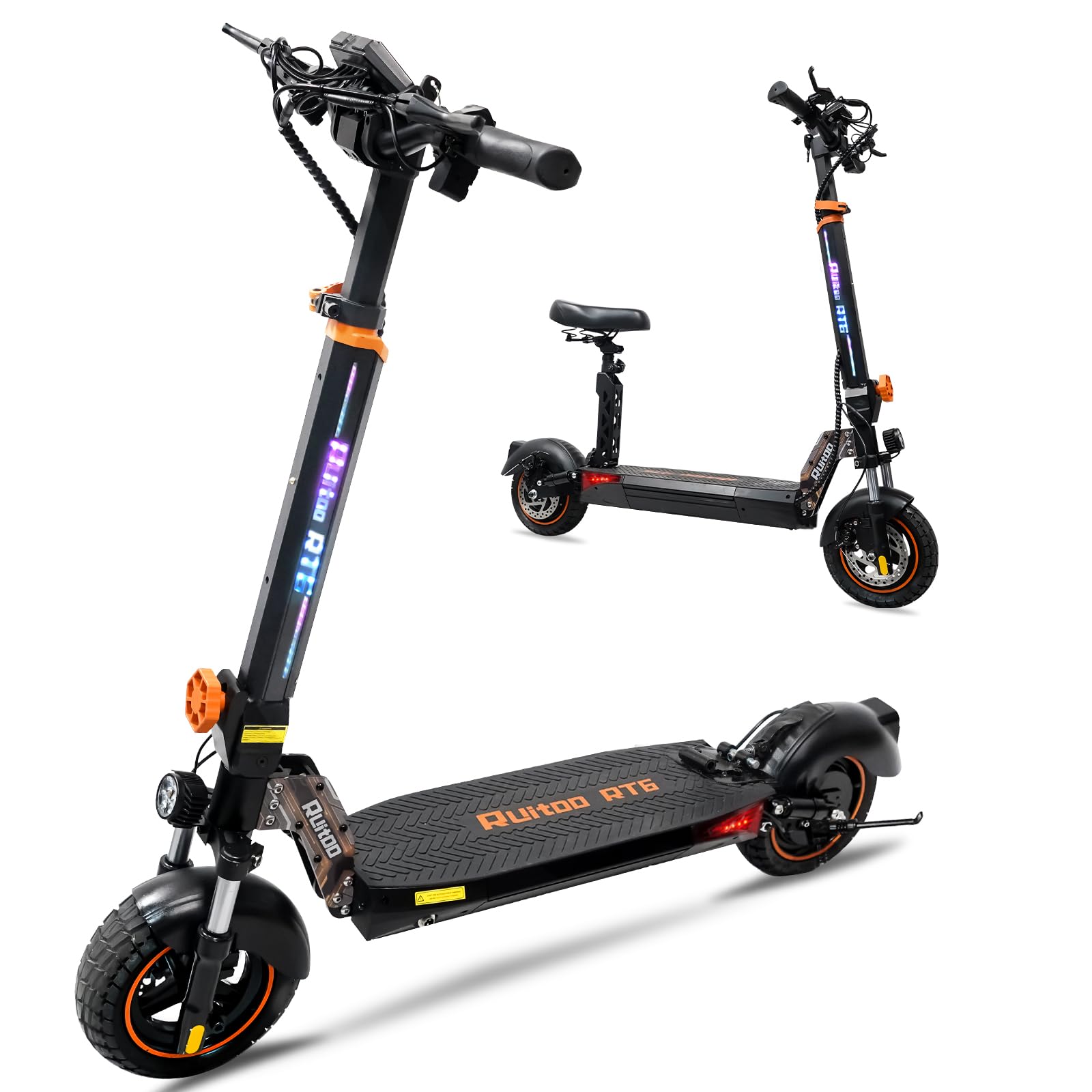 Scooter eléctrico para adultos, velocidad máxima de 30 mph, alcance máximo de 35 millas, suspensión doble, carga flash, motor de 800 W, scooter eléctrico todoterreno plegable, con asiento desmontable, para viajeros al aire libre